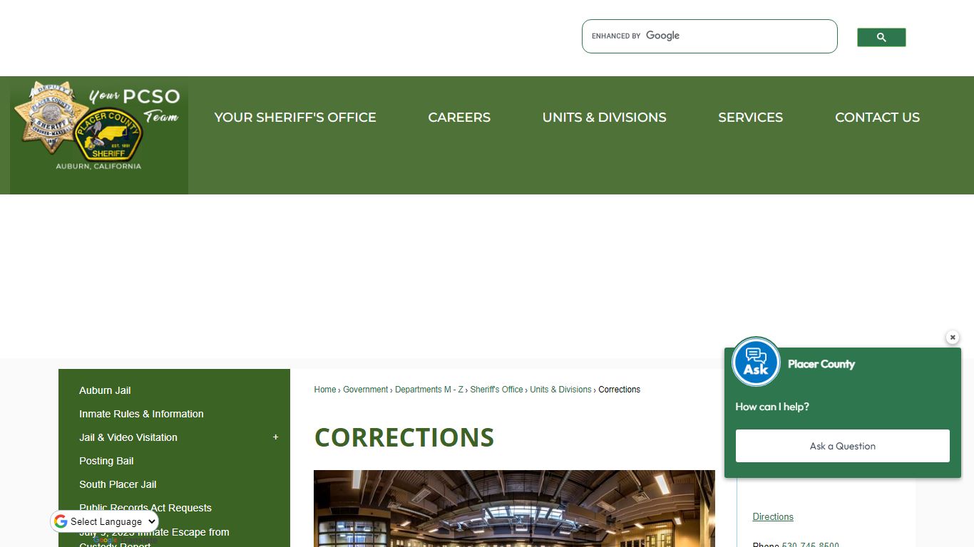 Corrections | Placer County, CA